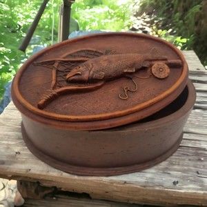 Resin Fishing Trinket Box Pole Net Racket Hook Brown Wangs Small Decoration